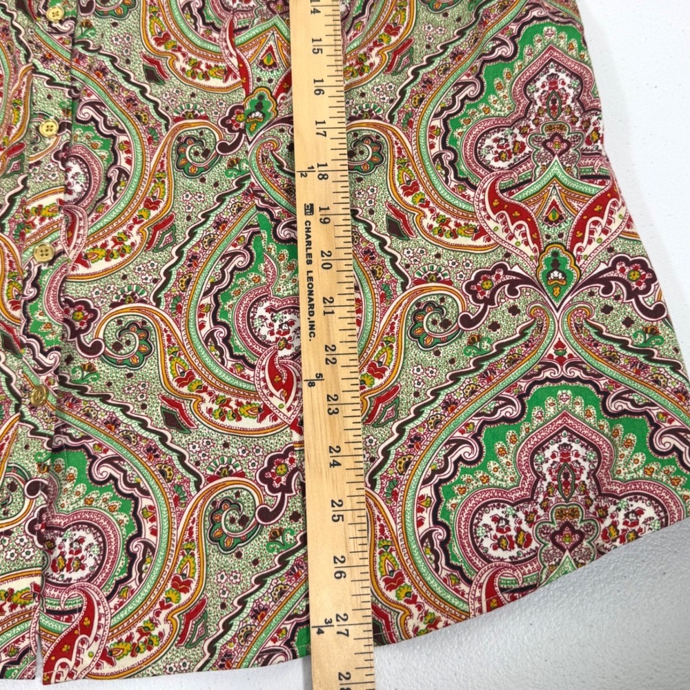 NWOT Talbots 18W Paisley Shirt Green Red Maximalist Boho Grandmillennial Plus - Picture 7 of 10